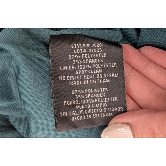 DJ-Jaz Floral Teal Satin Rouged Ruffled Padded Mini Tank Dress Prom JRs Size 3 - Picture 12 of 13